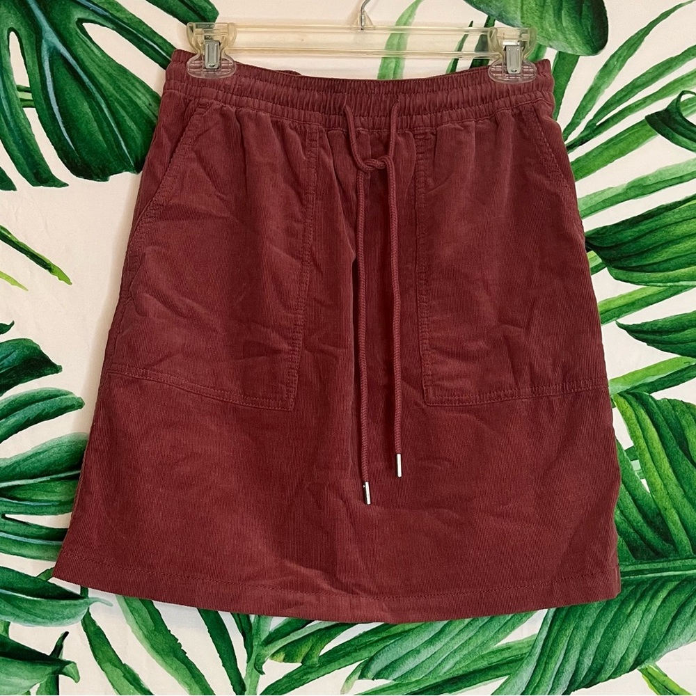 Loft XS/2 Rust Red Casual Preppy Minimalist Spring Summer Fall Corduroy Skirt
